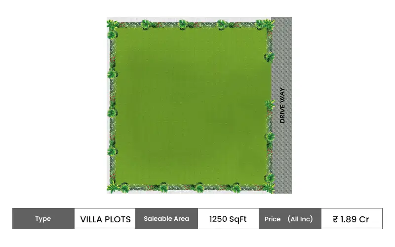 HOABL The Sarayu Villa Plots floor plan, 1250 sq ft carpet area